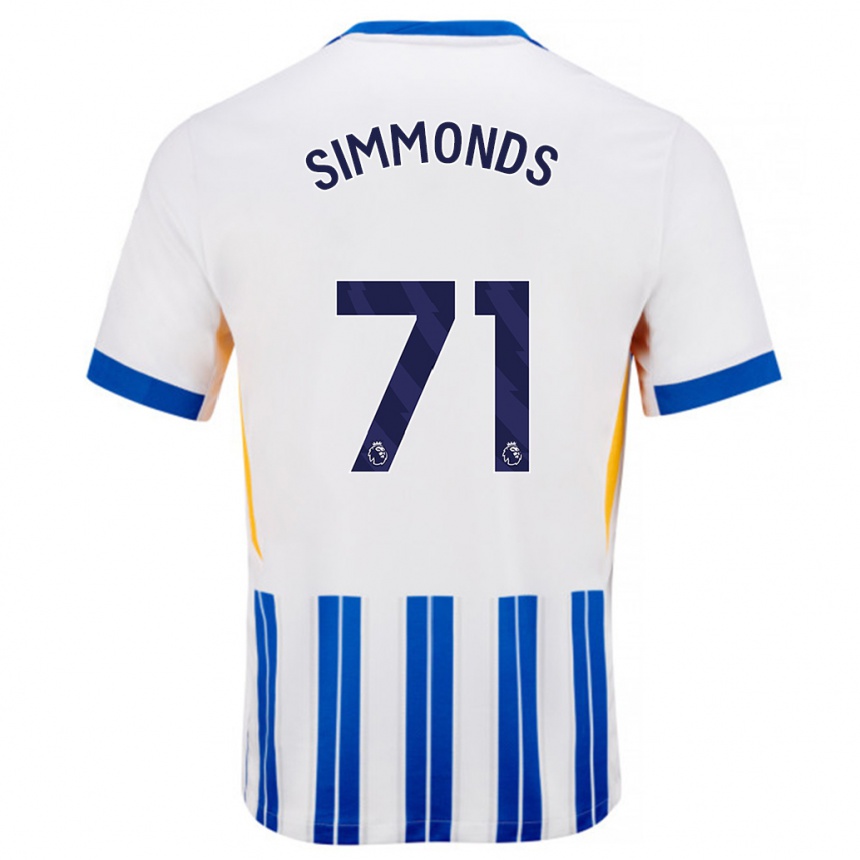 Kids Football Freddie Simmonds #71 White Blue Pinstripes Home Jersey 2024/25 T-Shirt Australia