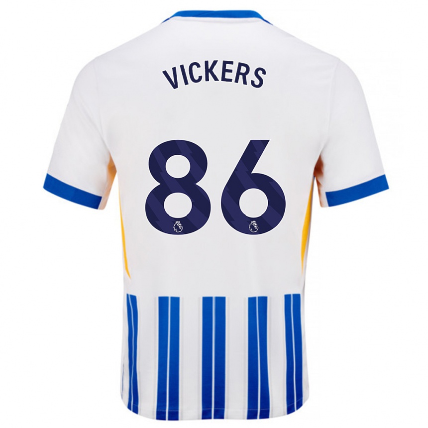 Kids Football Jacob Vickers #86 White Blue Pinstripes Home Jersey 2024/25 T-Shirt Australia