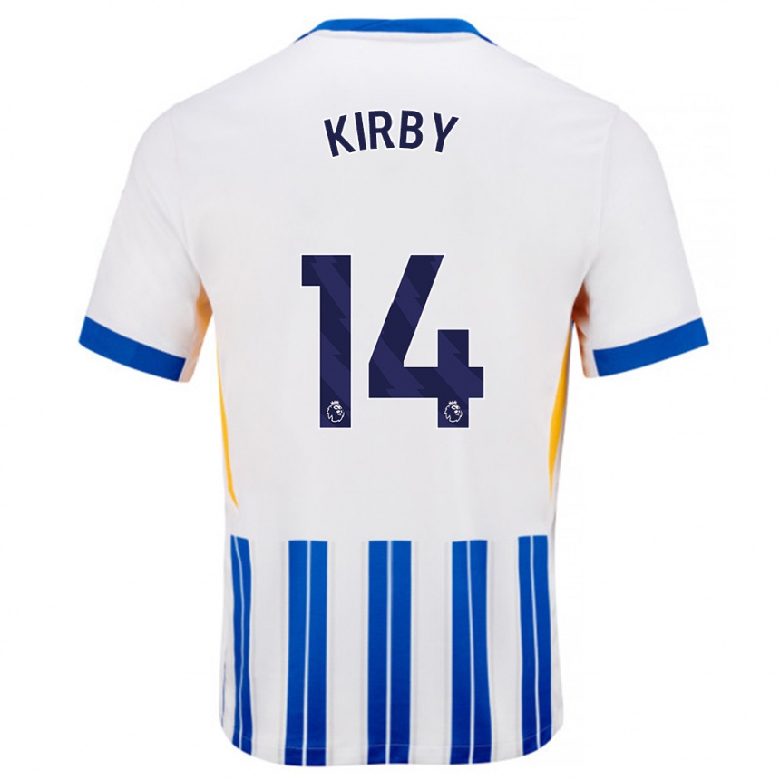 Kids Football Fran Kirby #14 White Blue Pinstripes Home Jersey 2024/25 T-Shirt Australia