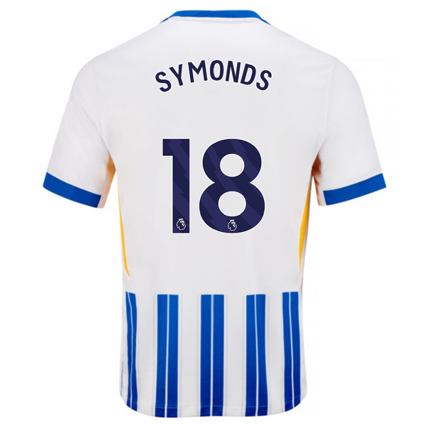 Kids Football Maisie Symonds #18 White Blue Pinstripes Home Jersey 2024/25 T-Shirt Australia