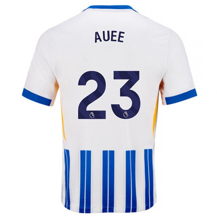 Kids Football Marit Auée #23 White Blue Pinstripes Home Jersey 2024/25 T-Shirt Australia