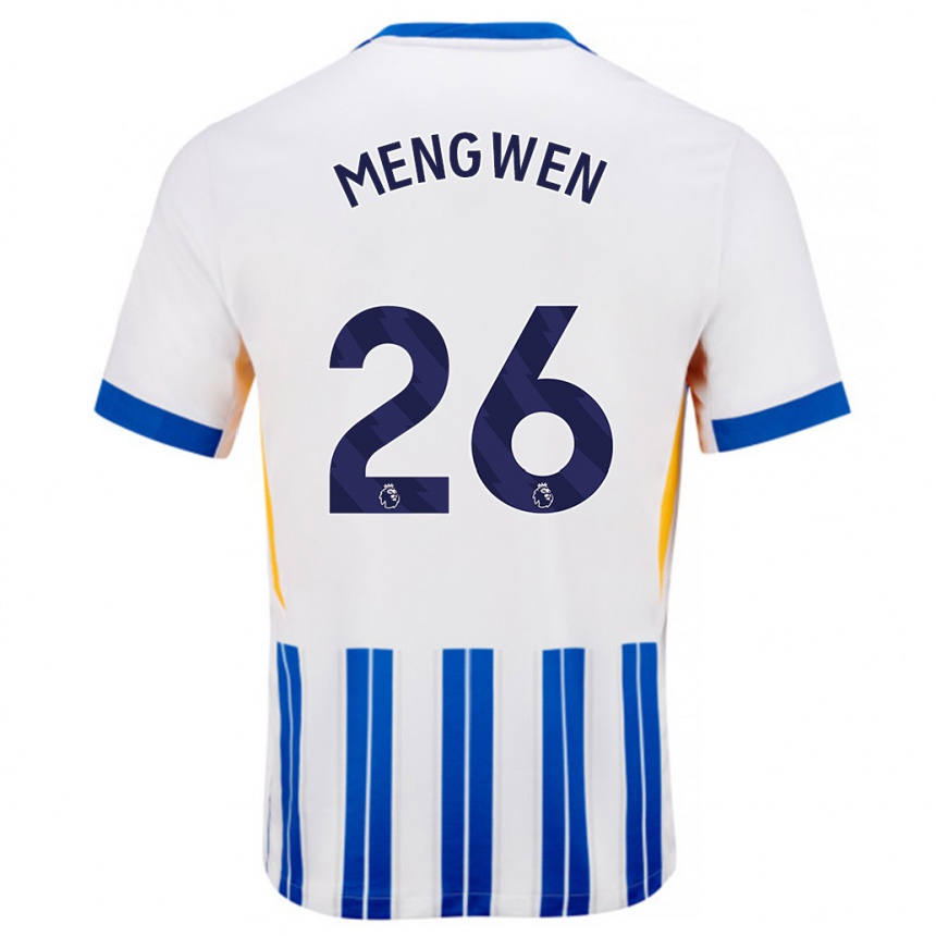 Kids Football Li Mengwen #26 White Blue Pinstripes Home Jersey 2024/25 T-Shirt Australia