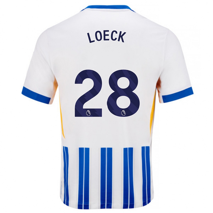 Kids Football Melina Loeck #28 White Blue Pinstripes Home Jersey 2024/25 T-Shirt Australia