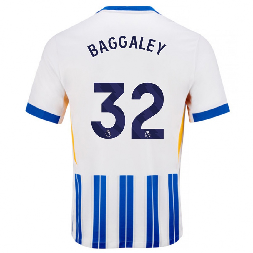 Kids Football Sophie Baggaley #32 White Blue Pinstripes Home Jersey 2024/25 T-Shirt Australia