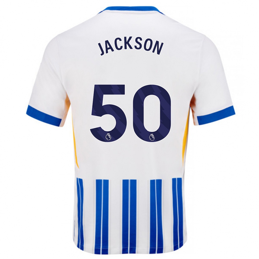 Kids Football Ben Jackson #50 White Blue Pinstripes Home Jersey 2024/25 T-Shirt Australia