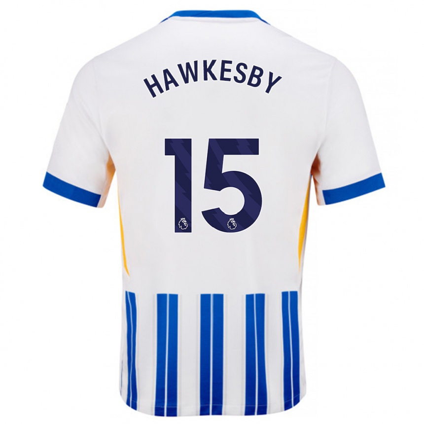 Kids Football Mackenzie Hawkesby #15 White Blue Pinstripes Home Jersey 2024/25 T-Shirt Australia