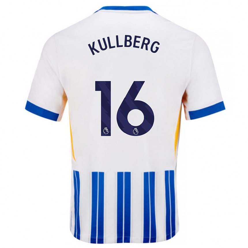 Kids Football Emma Nanny Charlotte Kullberg #16 White Blue Pinstripes Home Jersey 2024/25 T-Shirt Australia