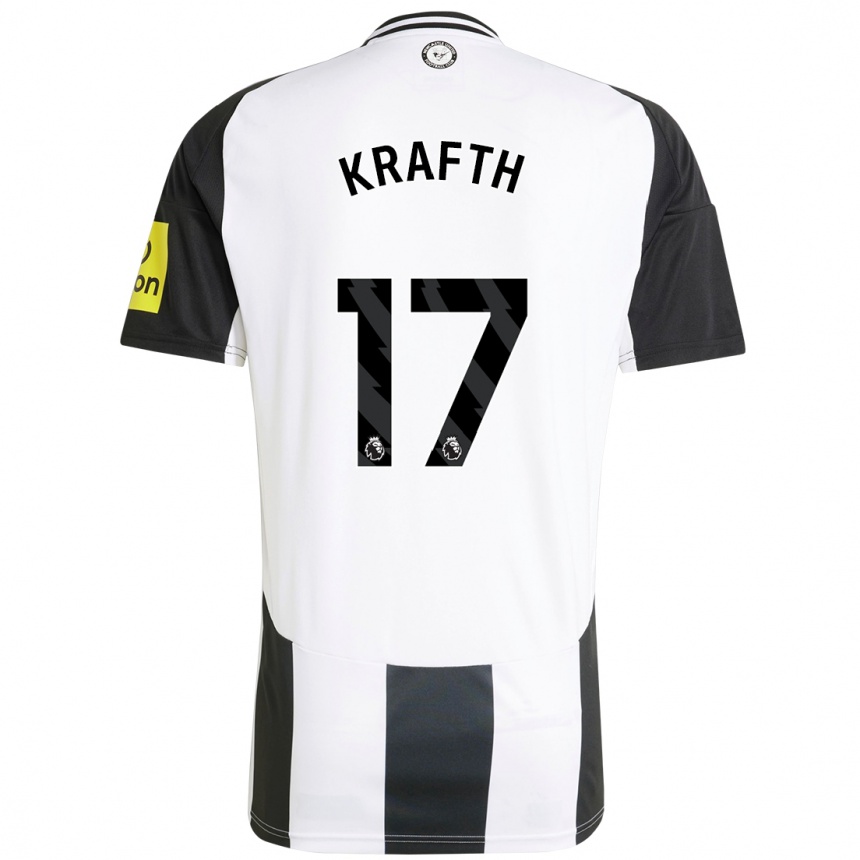 Kids Football Emil Krafth #17 White Black Home Jersey 2024/25 T-Shirt Australia