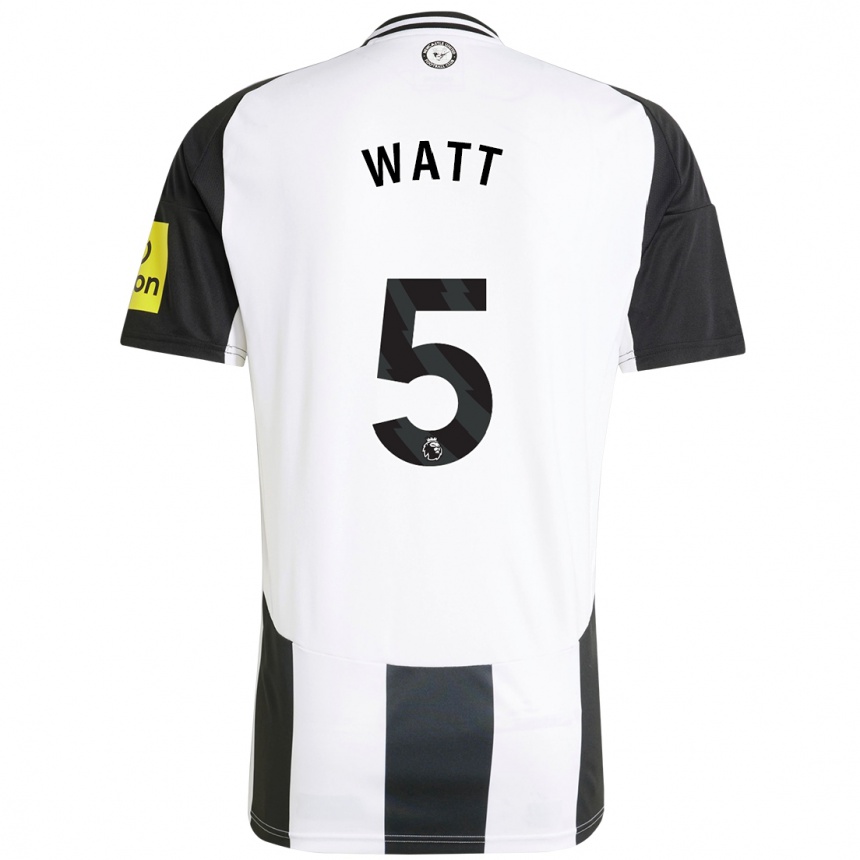 Kids Football Olivia Watt #5 White Black Home Jersey 2024/25 T-Shirt Australia