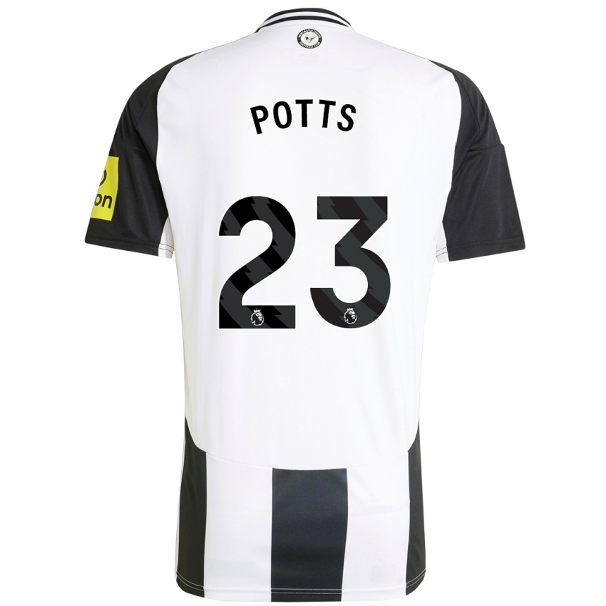 Kids Football Charlotte Potts #23 White Black Home Jersey 2024/25 T-Shirt Australia