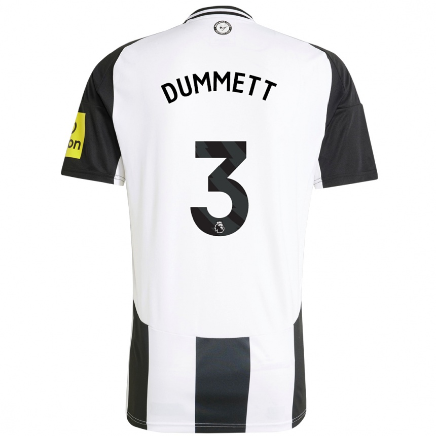 Kids Football Paul Dummett #3 White Black Home Jersey 2024/25 T-Shirt Australia