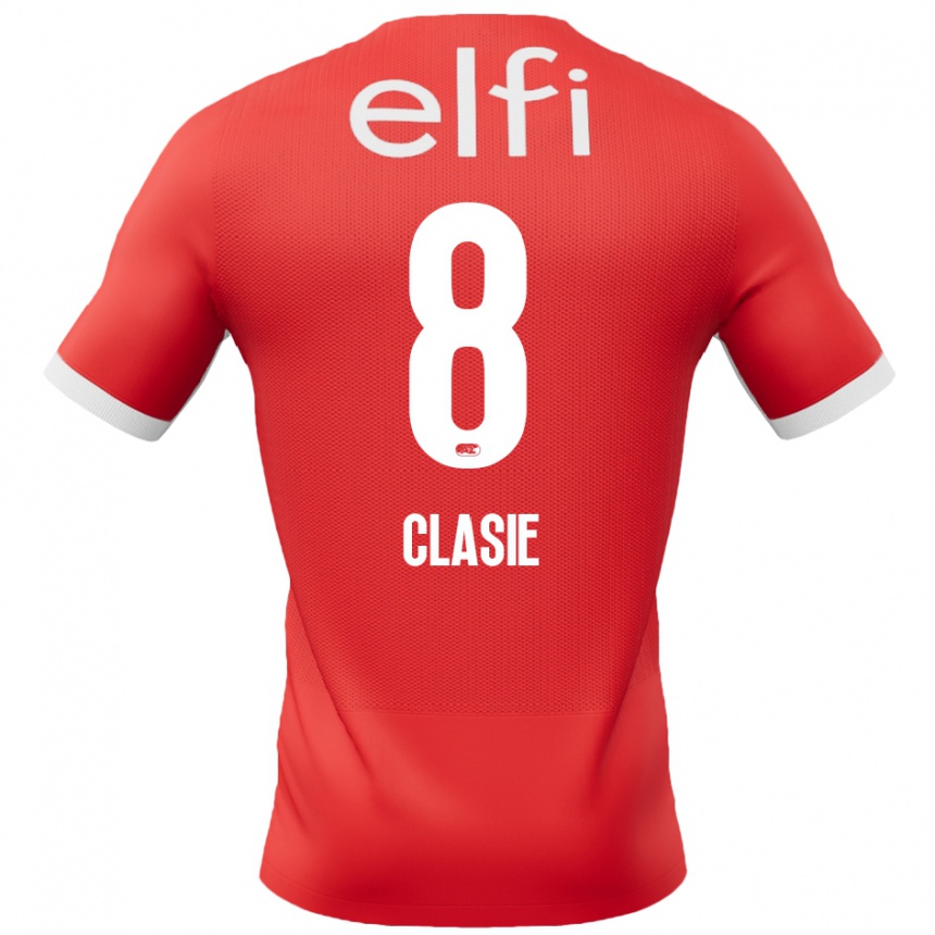 Kids Football Jordy Clasie #8 Red White Home Jersey 2024/25 T-Shirt Australia