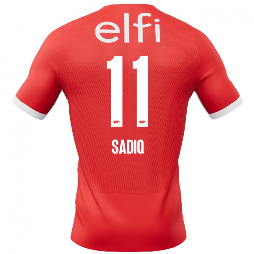 Kids Football Ibrahim Sadiq #11 Red White Home Jersey 2024/25 T-Shirt Australia