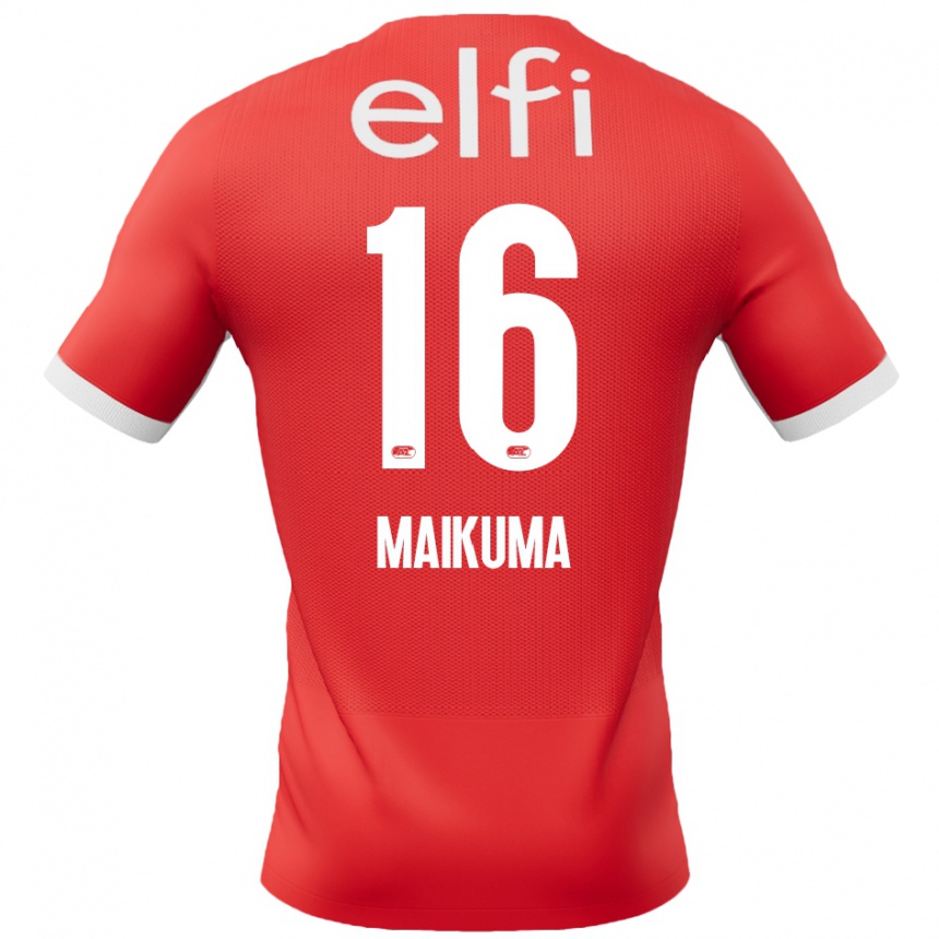 Kids Football Seiya Maikuma #16 Red White Home Jersey 2024/25 T-Shirt Australia