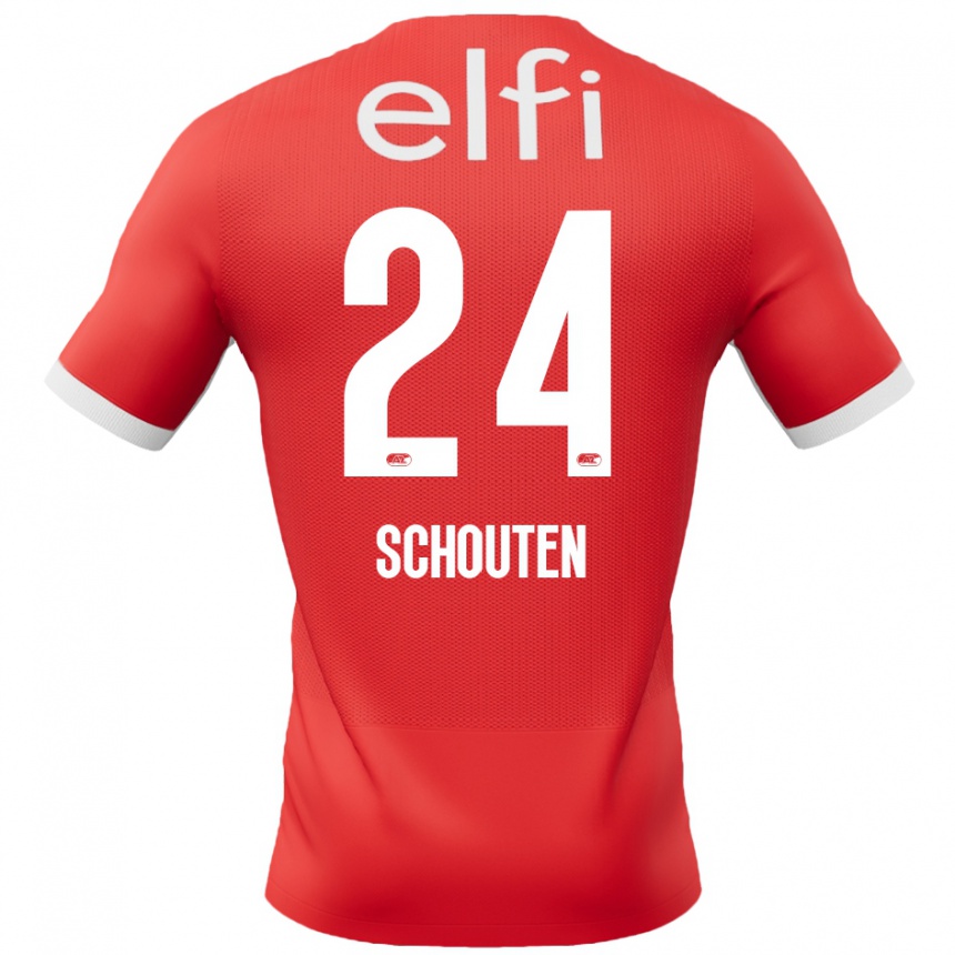 Kids Football Lewis Schouten #24 Red White Home Jersey 2024/25 T-Shirt Australia