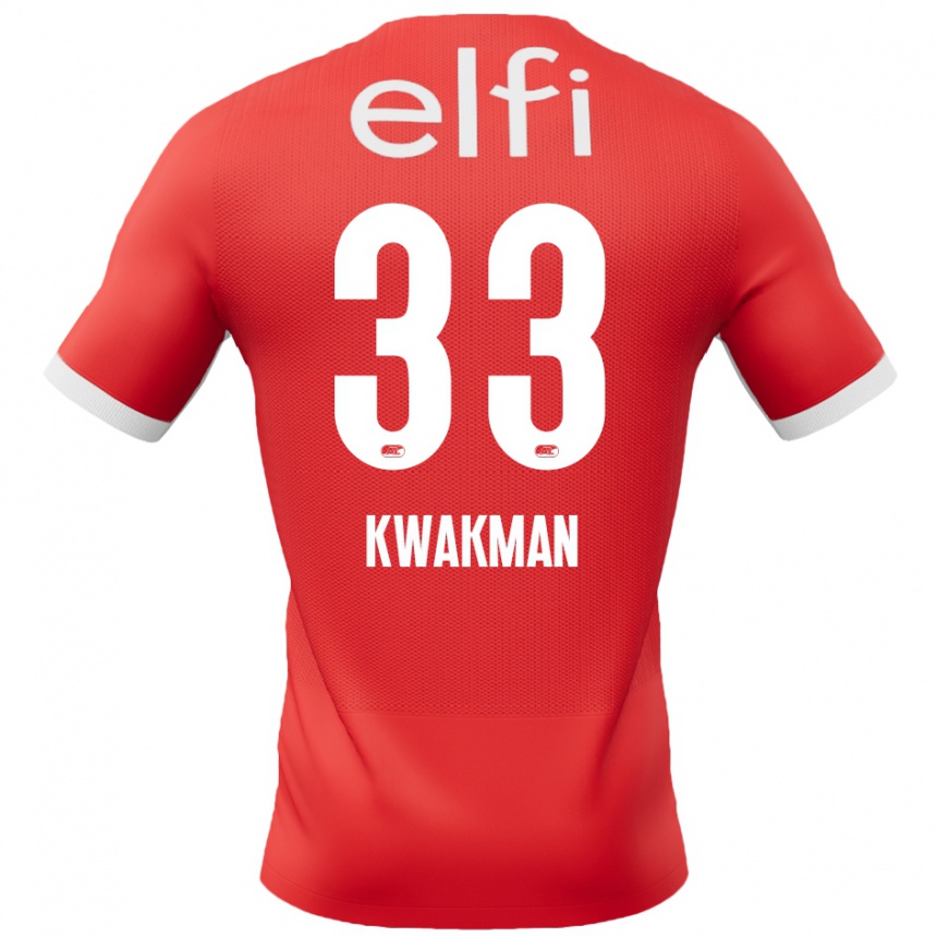 Kids Football Dave Kwakman #33 Red White Home Jersey 2024/25 T-Shirt Australia