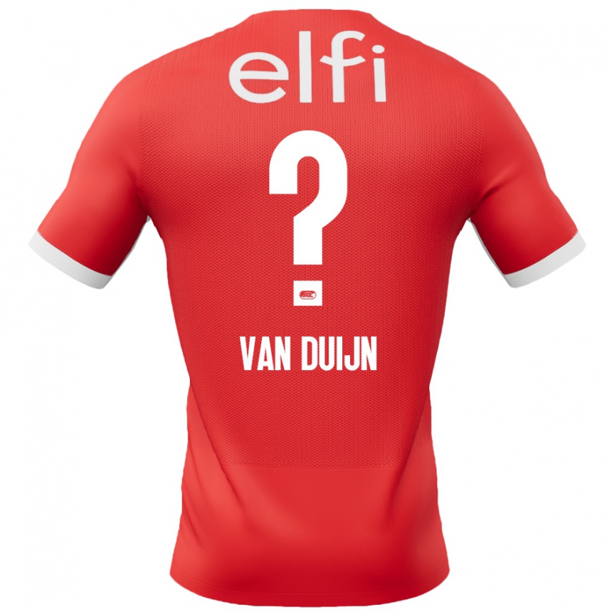 Kids Football Sem Van Duijn #0 Red White Home Jersey 2024/25 T-Shirt Australia