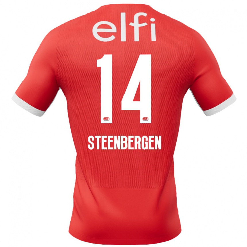 Kids Football Thom Steenbergen #14 Red White Home Jersey 2024/25 T-Shirt Australia