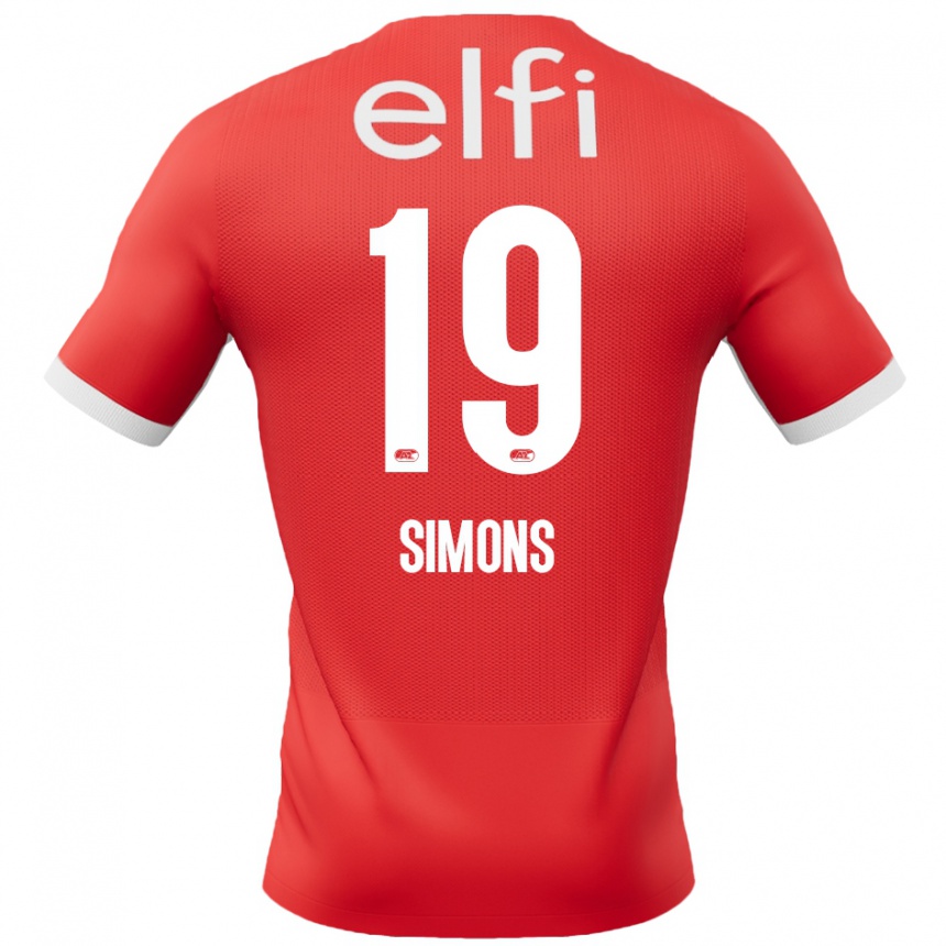 Kids Football Saviola Simons #19 Red White Home Jersey 2024/25 T-Shirt Australia