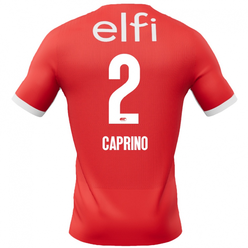 Kids Football Ginia Caprino #2 Red White Home Jersey 2024/25 T-Shirt Australia