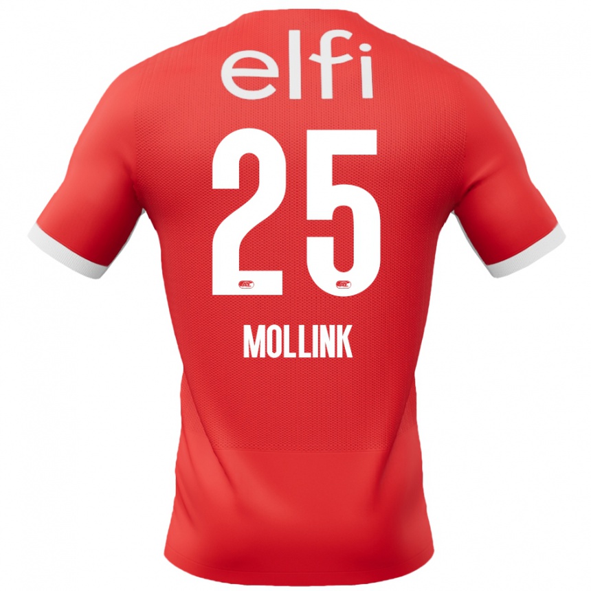 Kids Football Yaël Mollink #25 Red White Home Jersey 2024/25 T-Shirt Australia