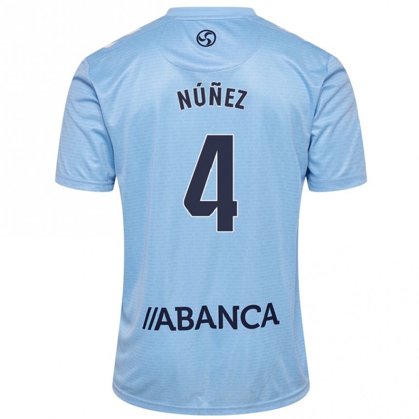 Kids Football Unai Núñez #4 Sky Blue Home Jersey 2024/25 T-Shirt Australia