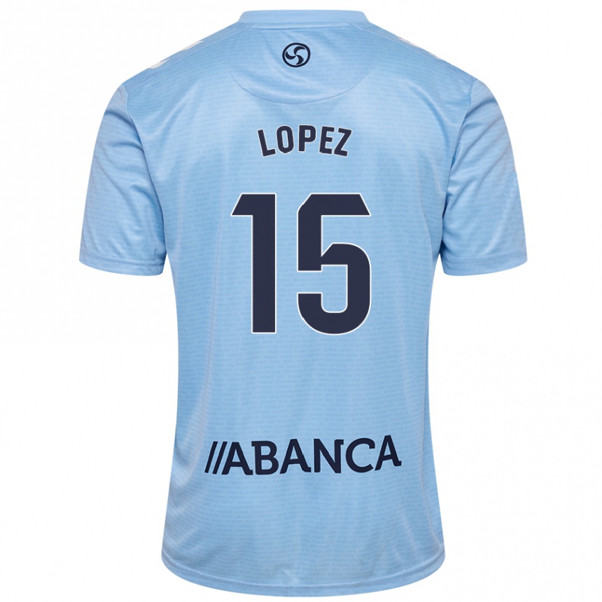 Kids Football Fer López #15 Sky Blue Home Jersey 2024/25 T-Shirt Australia