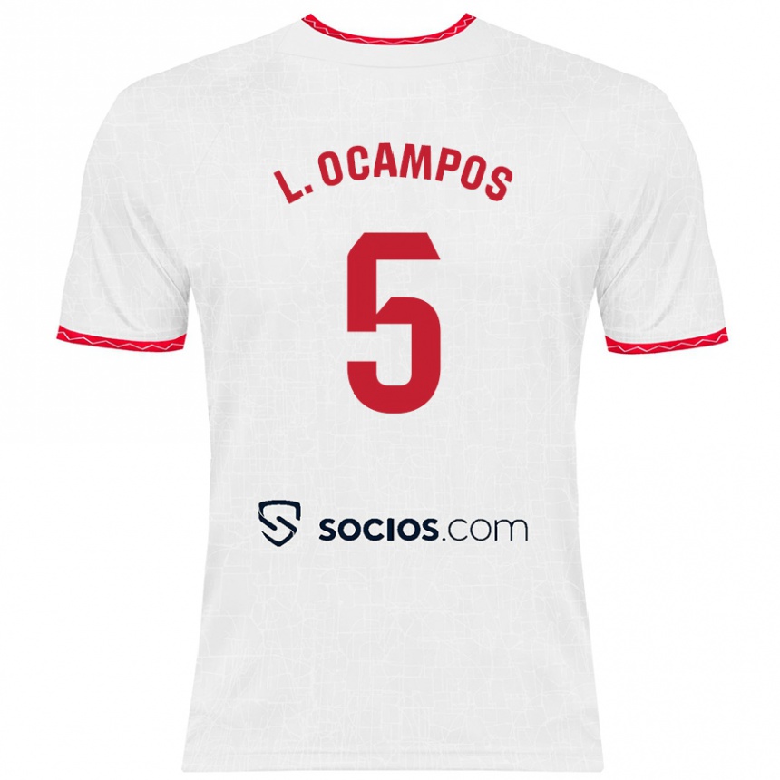 Kids Football Lucas Ocampos #5 White Red Home Jersey 2024/25 T-Shirt Australia