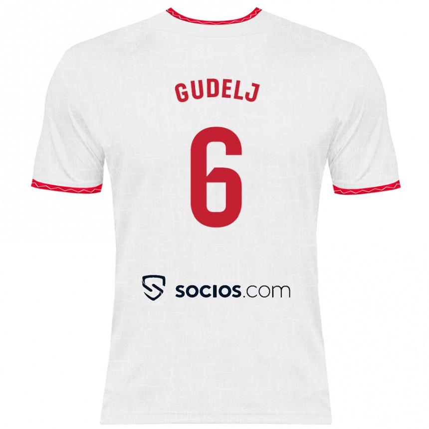 Kids Football Nemanja Gudelj #6 White Red Home Jersey 2024/25 T-Shirt Australia