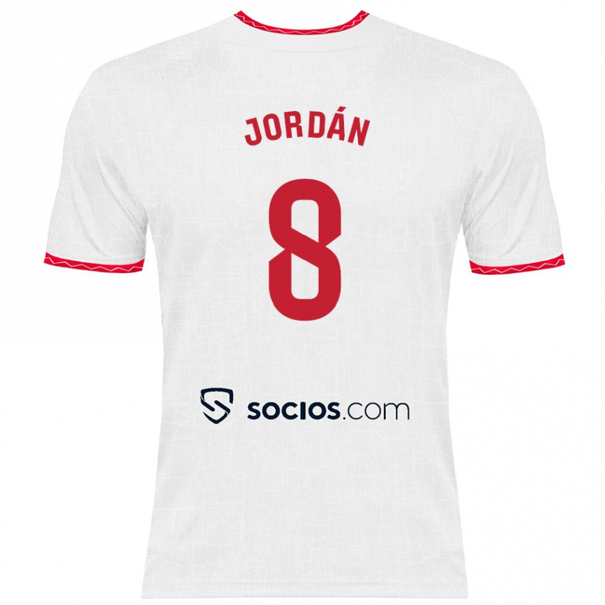 Kids Football Joan Jordán #8 White Red Home Jersey 2024/25 T-Shirt Australia