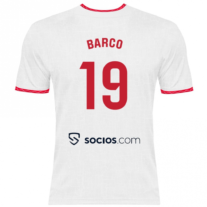 Kids Football Valentin Barco #19 White Red Home Jersey 2024/25 T-Shirt Australia