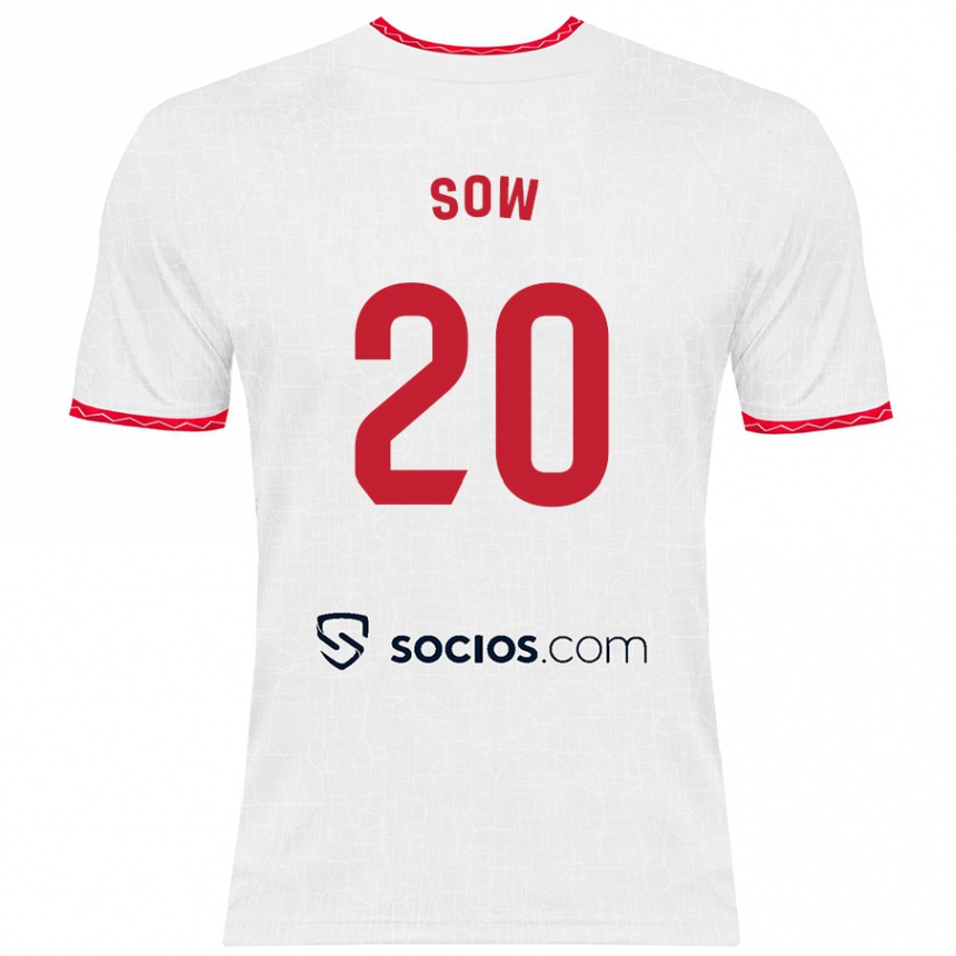 Kids Football Djibril Sow #20 White Red Home Jersey 2024/25 T-Shirt Australia