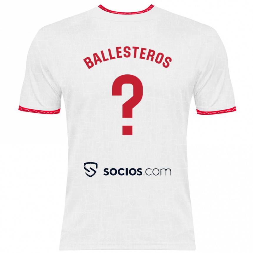 Kids Football Gonzalo Ballesteros #0 White Red Home Jersey 2024/25 T-Shirt Australia