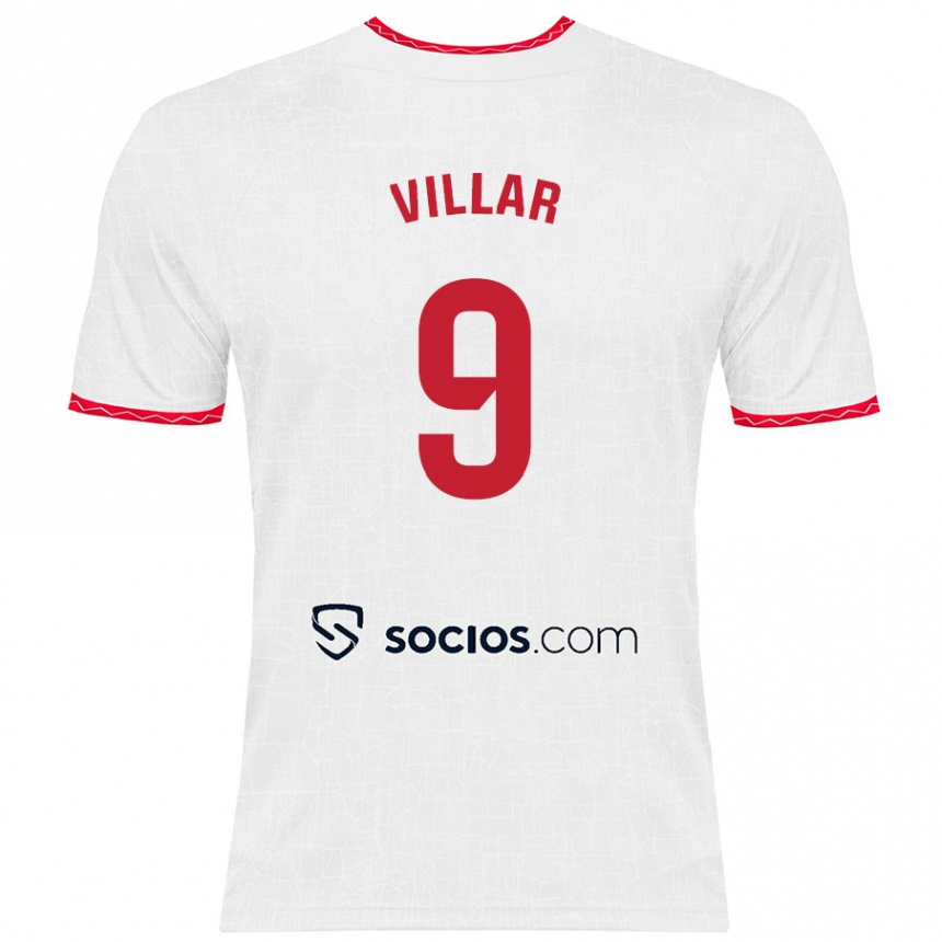 Kids Football Iker Villar #9 White Red Home Jersey 2024/25 T-Shirt Australia