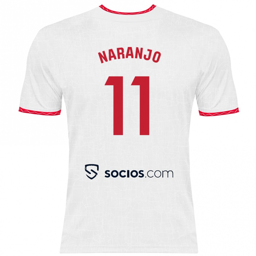 Kids Football Mario Naranjo #11 White Red Home Jersey 2024/25 T-Shirt Australia