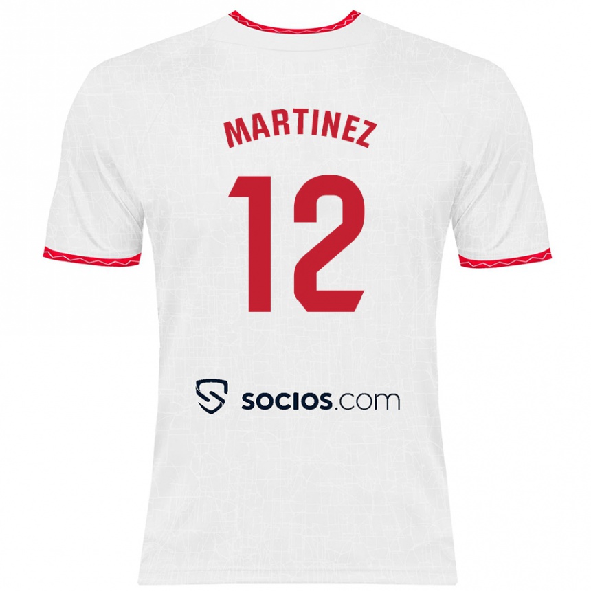 Kids Football Gabri Martinez #12 White Red Home Jersey 2024/25 T-Shirt Australia