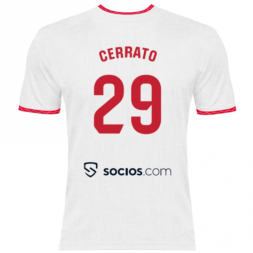 Kids Football Alba Cerrato Izquierdo #29 White Red Home Jersey 2024/25 T-Shirt Australia