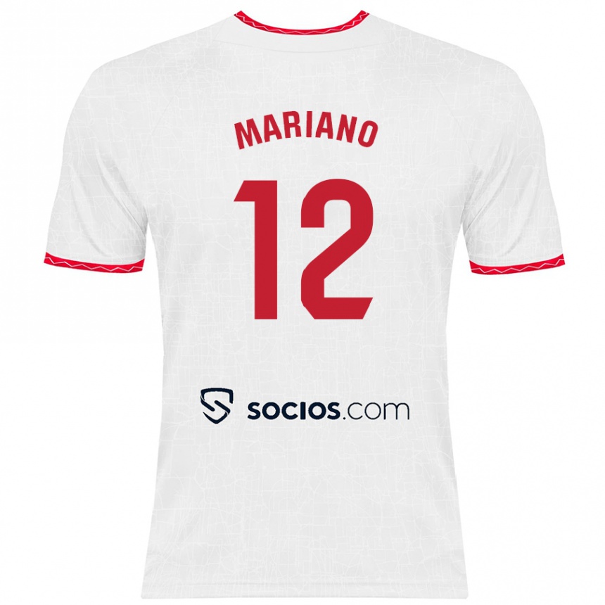 Kids Football Mariano Diaz #12 White Red Home Jersey 2024/25 T-Shirt Australia