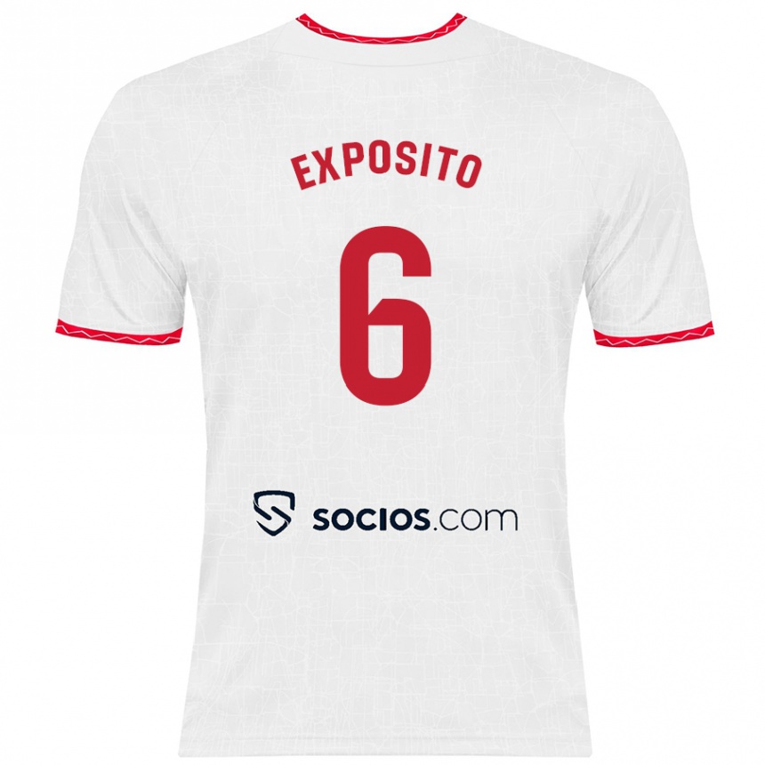 Kids Football Marcelo Expósito #6 White Red Home Jersey 2024/25 T-Shirt Australia