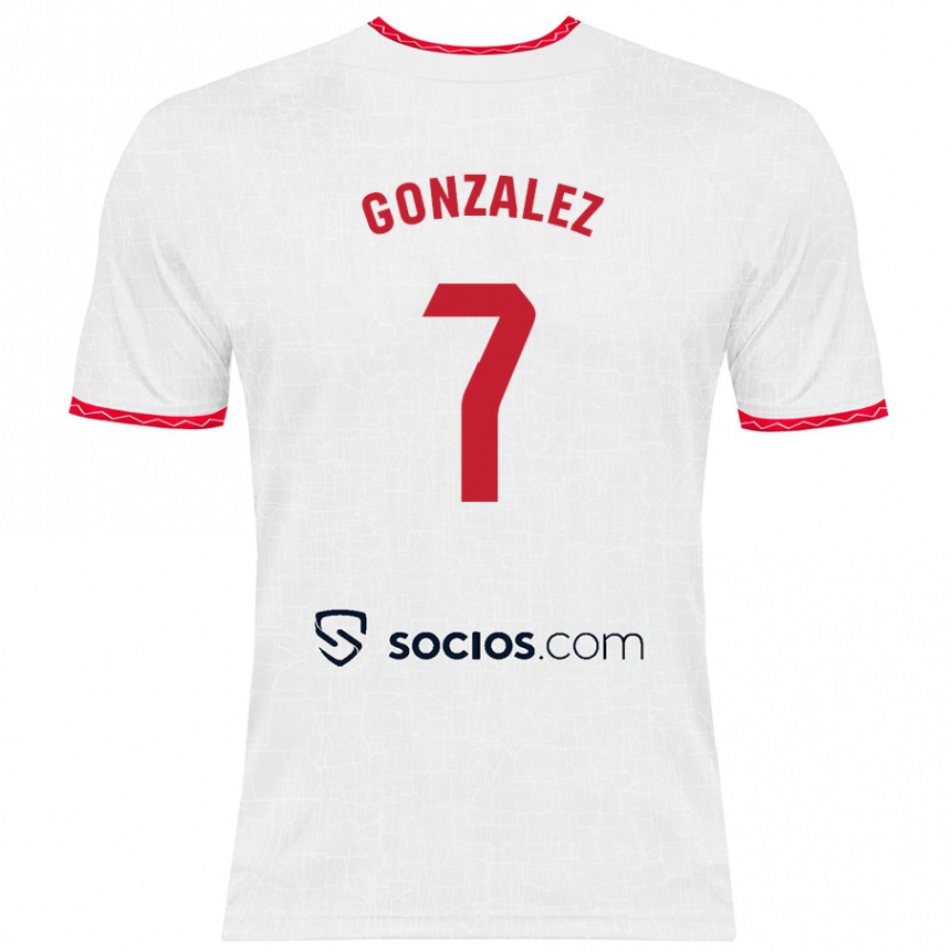 Kids Football Juan González #7 White Red Home Jersey 2024/25 T-Shirt Australia