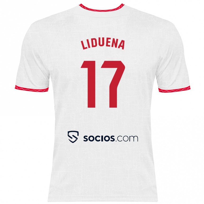 Kids Football Daniel Lidueña #17 White Red Home Jersey 2024/25 T-Shirt Australia