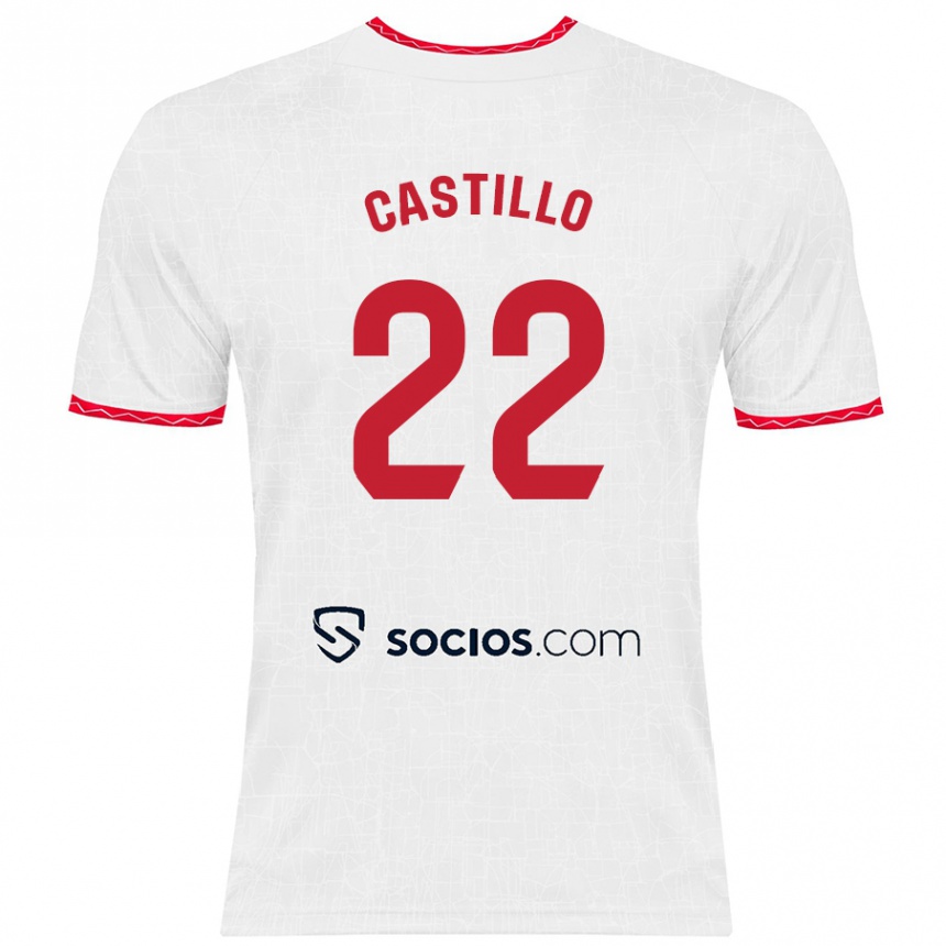 Kids Football José Castillo #22 White Red Home Jersey 2024/25 T-Shirt Australia