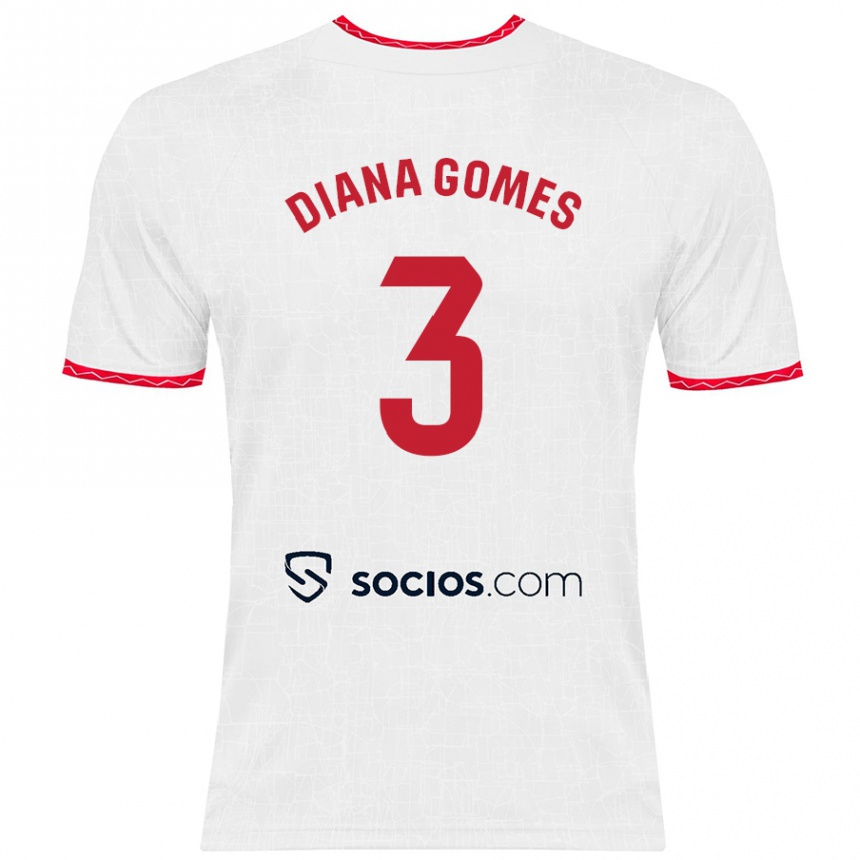 Kids Football Diana Catarina Ribeiro Gomes #3 White Red Home Jersey 2024/25 T-Shirt Australia