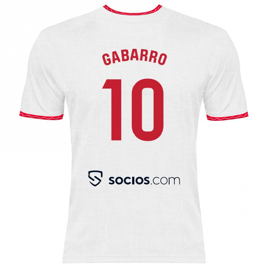 Kids Football María Inmaculada Gabarro Romero #10 White Red Home Jersey 2024/25 T-Shirt Australia