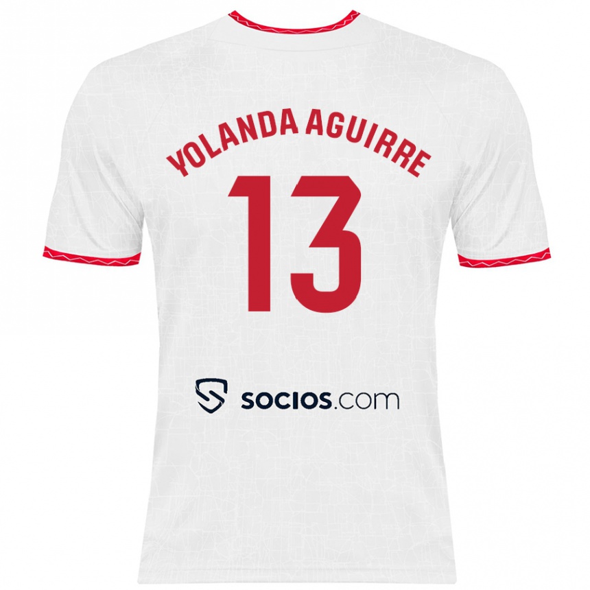 Kids Football Yolanda Aguirre Gutiérrez #13 White Red Home Jersey 2024/25 T-Shirt Australia