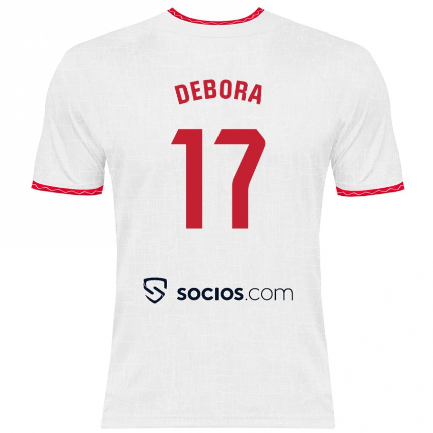 Kids Football Débora García Mateo #17 White Red Home Jersey 2024/25 T-Shirt Australia