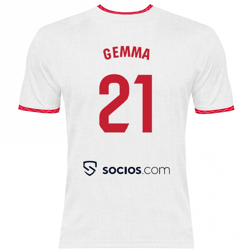 Kids Football Gemma Gili Giner #21 White Red Home Jersey 2024/25 T-Shirt Australia