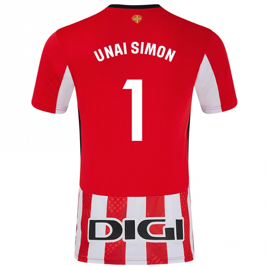 Kids Football Unai Simón #1 Red White Home Jersey 2024/25 T-Shirt Australia