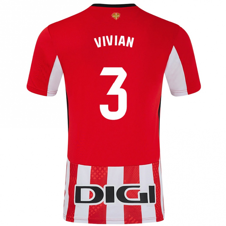 Kids Football Dani Vivian #3 Red White Home Jersey 2024/25 T-Shirt Australia