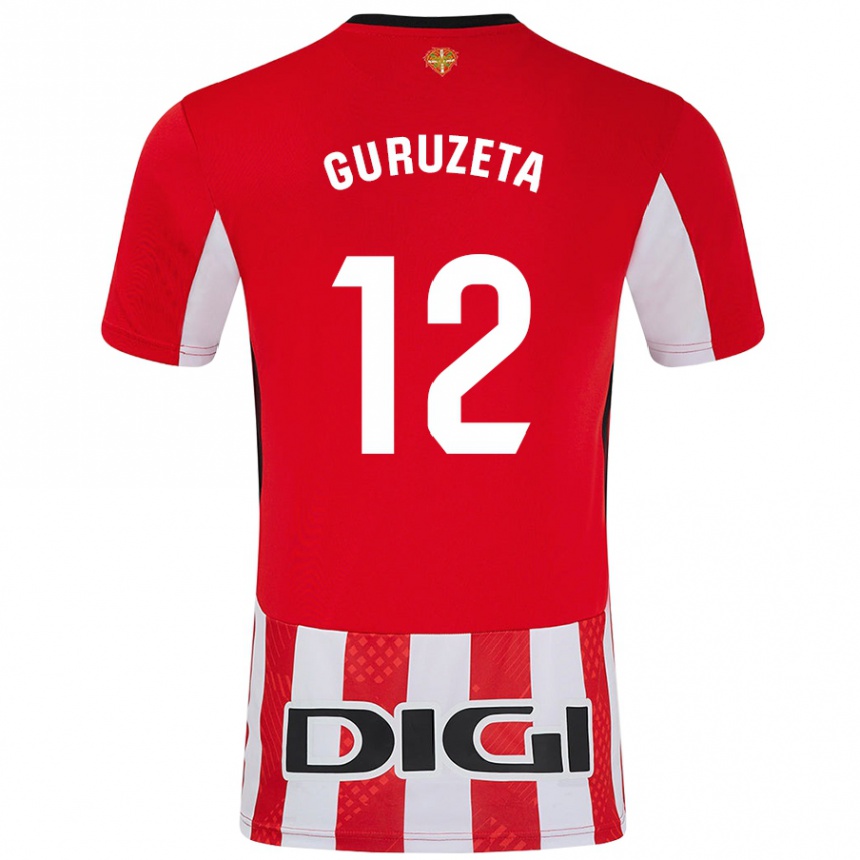 Kids Football Gorka Guruzeta #12 Red White Home Jersey 2024/25 T-Shirt Australia